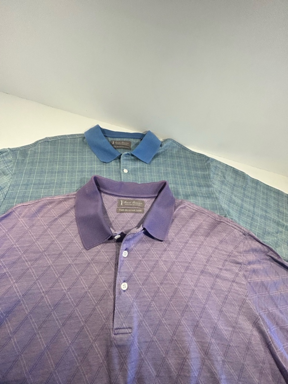 Mens Polo Shirt Lot Large Daniel Cremieux Blue Purple Mercerized Cotton Golf
